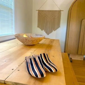 Madewell striped pony hair mules. Worn once. Size 8.